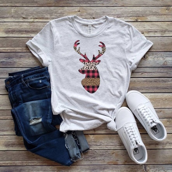 PLAID STAG Heather Gray T-Shirt - Picture 1 of 2